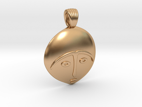 Afro mask [pendant] in Polished Bronze