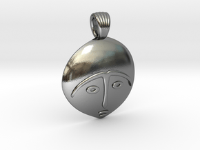 Afro mask [pendant] in Polished Silver