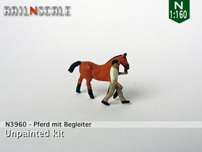 Pferd mit Begleiter (N 1:160) in Tan Fine Detail Plastic