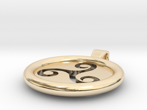 Triskell Hole Round Pendant in 14k Gold Plated Brass