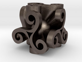 Triskell Cube With Rope Ring in Polished Bronzed Silver Steel