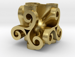 Triskell Cube With Rope Ring in Natural Brass