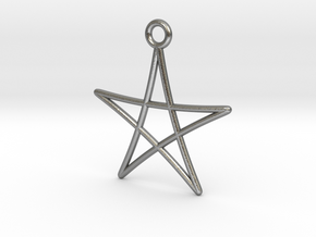 Spirograph Star Pendant, 5 Points in Natural Silver