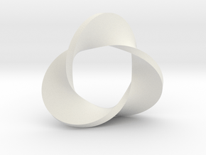 Trefoil moebius - pendant in White Premium Versatile Plastic