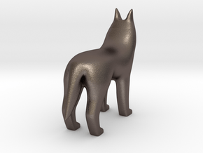 Standing Wolf in Polished Bronzed-Silver Steel