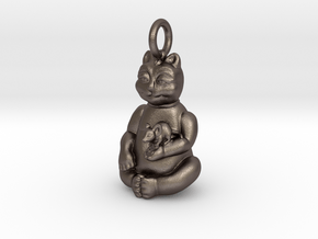 Cat and Mouse Buddha in Polished Bronzed-Silver Steel