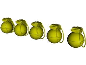 1/15 scale V-40 mini fragmentation grenades x 5 in Clear Ultra Fine Detail Plastic