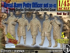 1/45 Royal Navy DC Petty OffIcer Set301-02 in Tan Fine Detail Plastic