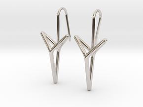 YOUNIVERSAL Straight. Elegant Earrings.  in Rhodium Plated Brass