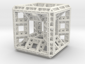 Fractal Hypercube Pendant in White Natural Versatile Plastic