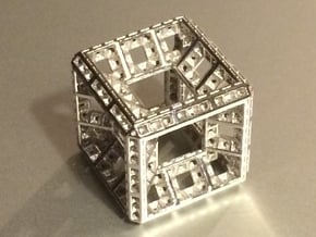 Fractal Hypercube Pendant in Rhodium Plated Brass