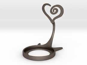 Valentine Spiral Heart in Polished Bronzed-Silver Steel