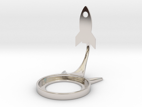 Space Ship in Rhodium Plated Brass