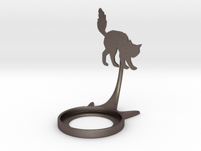 Halloween Cat Hiss in Polished Bronzed-Silver Steel