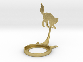 Halloween Cat Hiss in Natural Brass