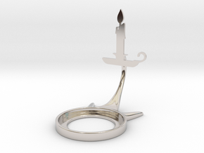 Christmas Candle Thin in Rhodium Plated Brass