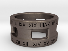 A Roman Numeral Ring in Polished Bronzed-Silver Steel: 2.25 / 42.125