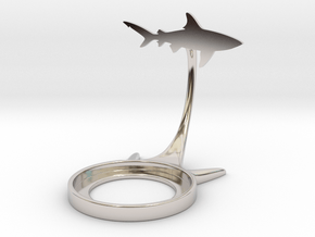 Animal Shark in Rhodium Plated Brass