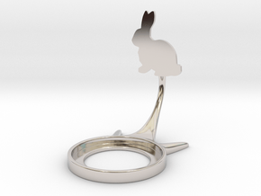 Animal Rabbit in Rhodium Plated Brass