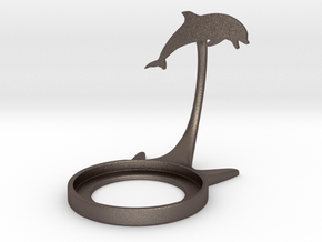 Animal Dolphin in Polished Bronzed-Silver Steel