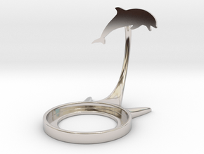 Animal Dolphin in Rhodium Plated Brass