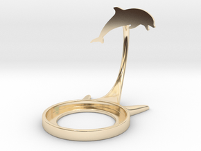 Animal Dolphin in 14k Gold Plated Brass