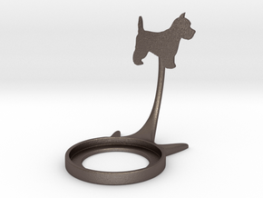 Animal Dog Terrier in Polished Bronzed-Silver Steel
