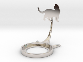 Animal Cat Look in Rhodium Plated Brass