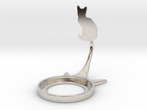 Animal Kitten in Rhodium Plated Brass
