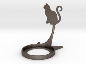 Animal Cat Curly in Polished Bronzed-Silver Steel