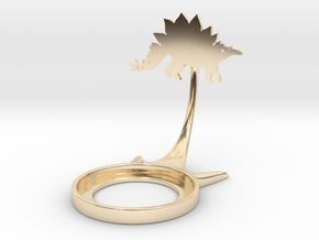 Dinosaur Stegosaurus in 14k Gold Plated Brass