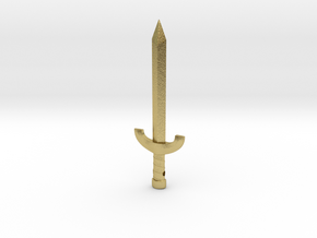 Red Sword Pendant (Flat hilt) in Natural Brass: Small