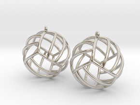 Pair of Volleyball Earrings in Rhodium Plated Brass