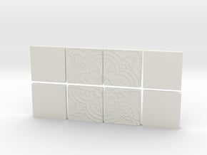 Dollhouse Floor Tiles With Art Deco Stamp in White Natural Versatile Plastic: 1:12