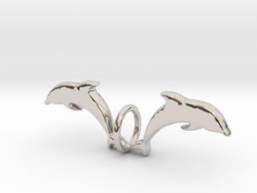 Twin Dolphin Pendant in Platinum: Medium