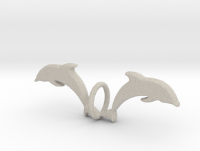 Twin Dolphin Pendant in Natural Sandstone: Medium
