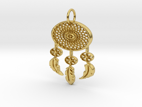 Dreamcatcher Pendant in Polished Brass: Medium