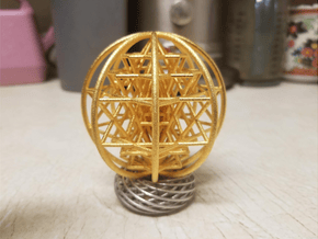 3D Sri Yantra 8 Sided Symmetrical 3" in Polished Gold Steel