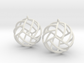 Pair of Volleyball Earrings in White Premium Versatile Plastic
