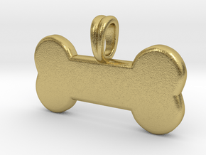 14K Gold Dog Bone Pendant in Natural Brass