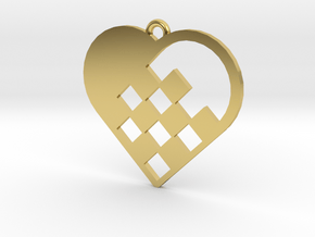 Swedish Heart Necklace in Polished Brass