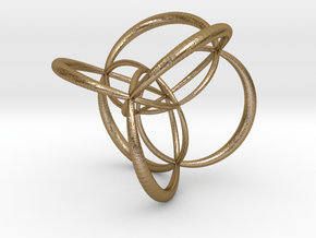 16-cell, stereographic projection, thick edges in Polished Gold Steel