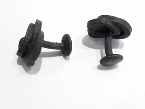 Air and Water Cufflinks  in Matte Black Steel