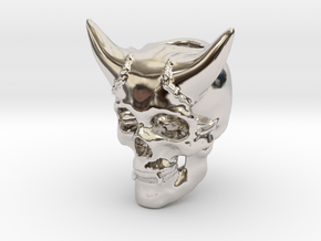 Skull Lanyard Bead in Rhodium Plated Brass