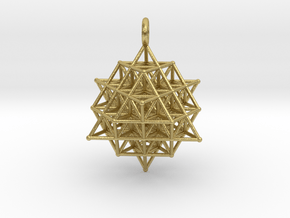 64 Tetrahedron Grid 35mm Pendant  in Natural Brass