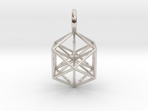VE pendant with axis in Rhodium Plated Brass