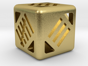 D6 12mm - Tally Marks in Natural Brass