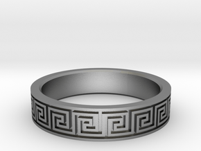 Greek Fieze Pattern Ring 19mm in Natural Silver