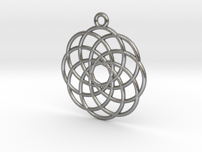 Spirograph Flower Pendant, 8 Petals in Natural Silver