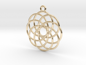 Spirograph Flower Pendant, 8 Petals in 14K Yellow Gold